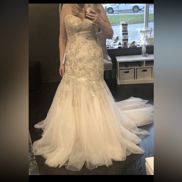 Allure bridal W372 blush pink wedding dress size 10-14 - Picture 3 of 6